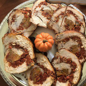 Chorizo and sweet Plantain stuffed turkey breast