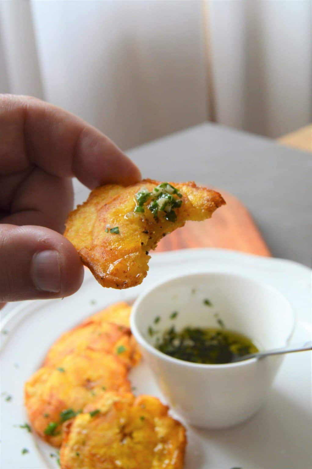 Tostones with garlic mojo