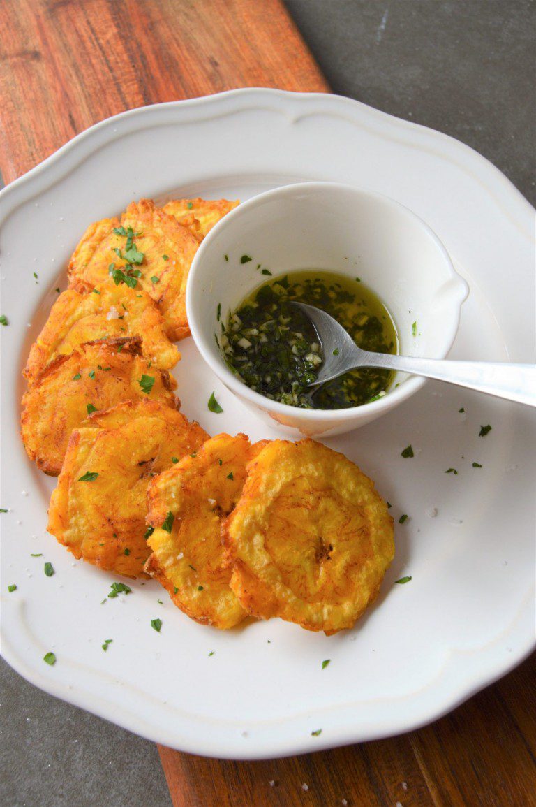 Tostones with garlic mojo - The Petit Gourmet