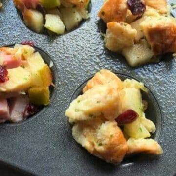 Croissant Stuffing Muffins (Savory Ham, Pear, Cranberry)