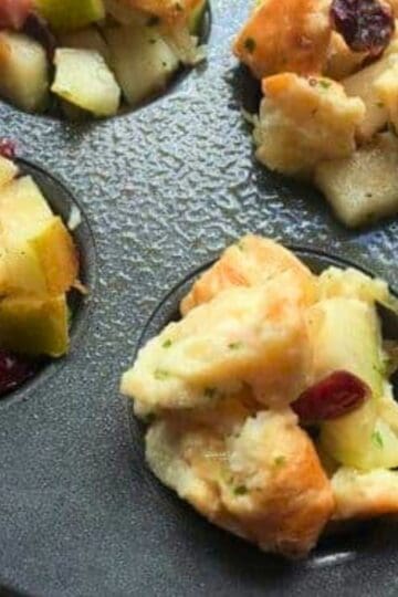 Croissant Stuffing Muffins (Savory Ham, Pear, Cranberry)