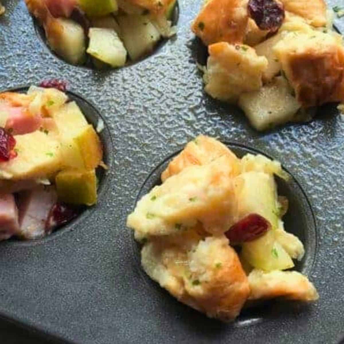 Croissant Stuffing Muffins (Savory Ham, Pear, Cranberry)