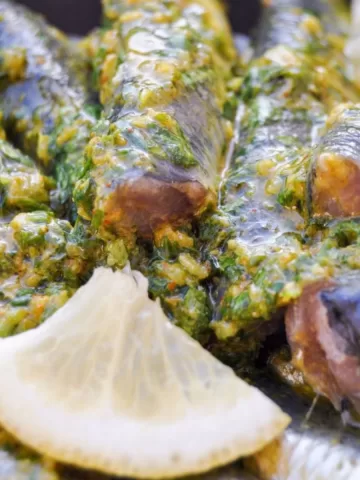 Pan-roasted sardines with chermoula sauce