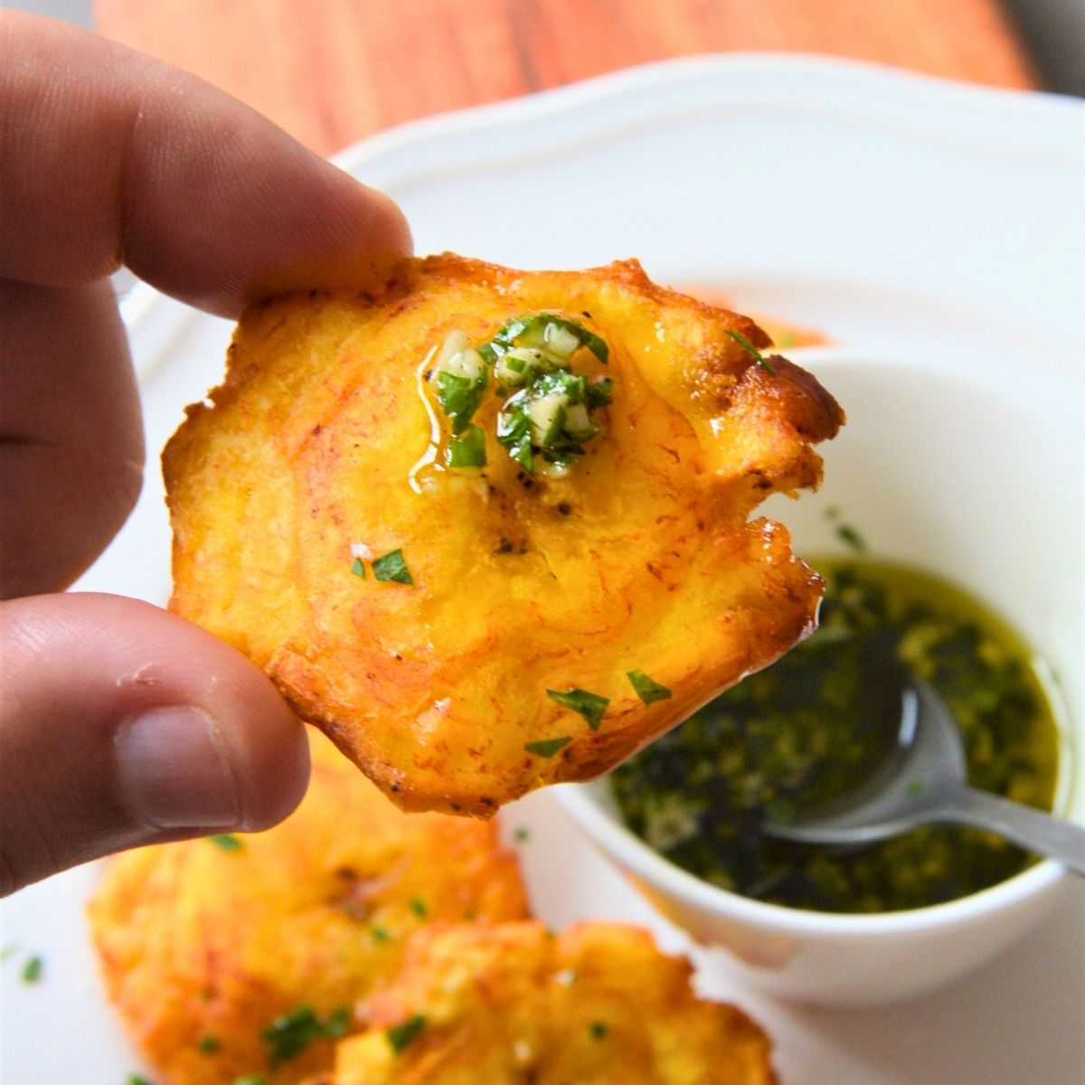 Tostones with garlic mojo